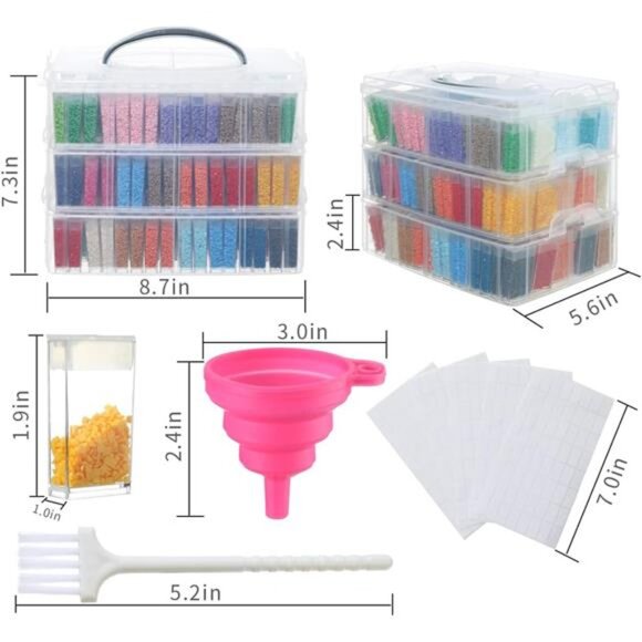 3-Tier Diamond Painting Storage Containers Portable Bead Organizer - Picture 5 of 8
